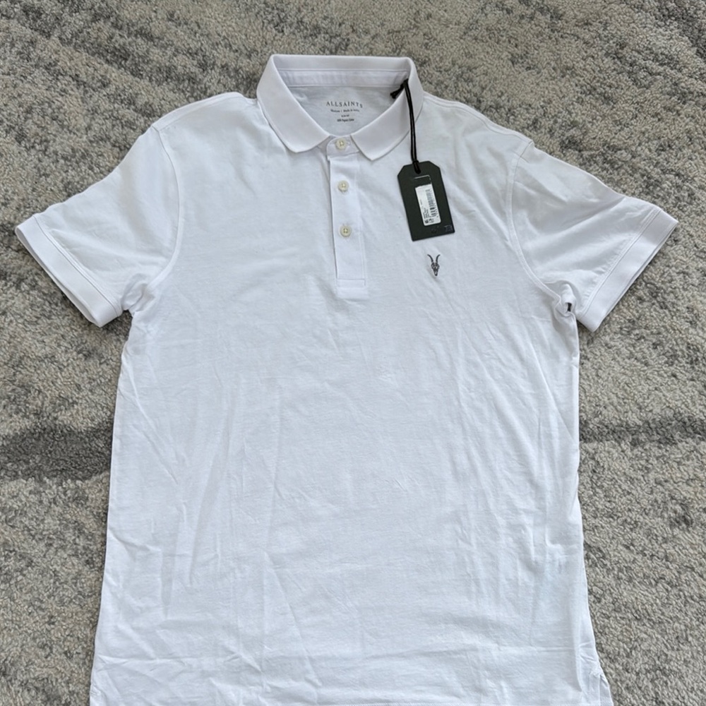 All Saints White Polo Shirt Mens